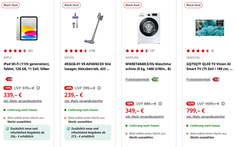 MediaMarkt Black Deals 2025: Spare bis zu 60 % auf Technik-Highlights