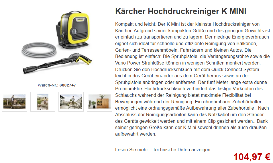 Kärcher K Mini: kompakter Hochdruckreiniger für Balkon, Terrasse und Garten mit 110 bar – technische Daten, Vorteile und wo kaufen