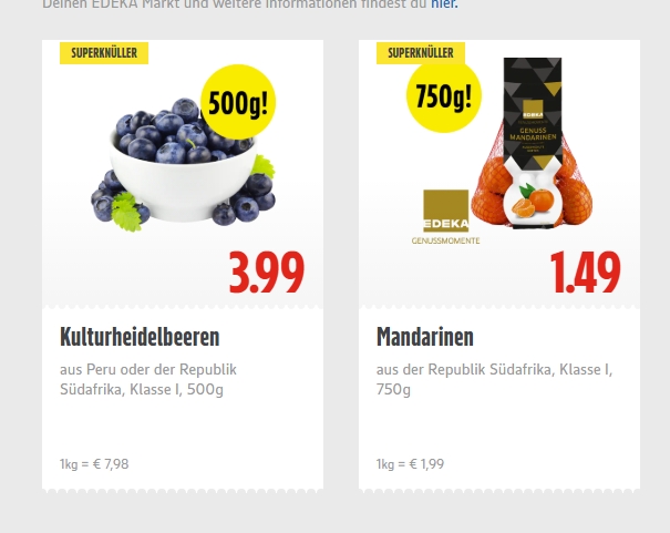 Edeka Wochenangebote 3.–9. November: Obst, Käse und Markenprodukte günstiger