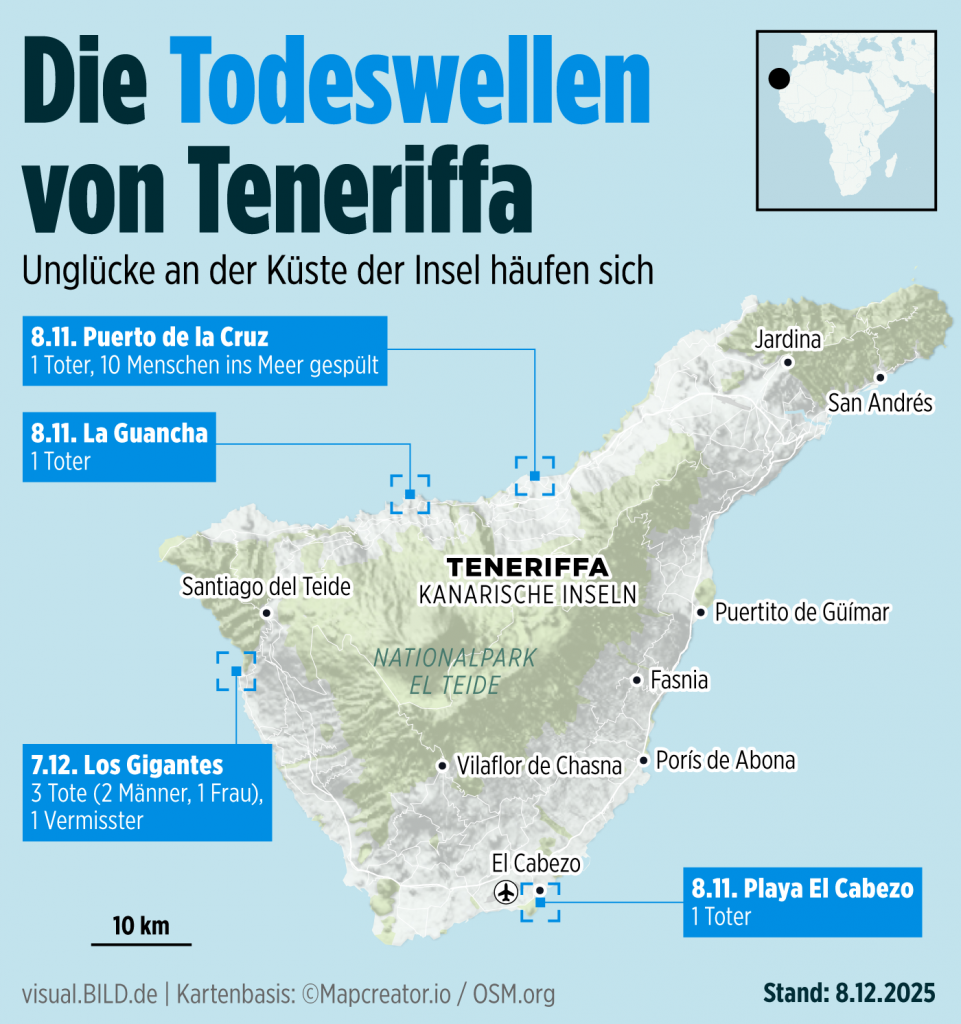 Teneriffa, Los Gigantes: Vier Tote und eine Vermisste nach Riesenwelle am Naturpool – was bislang bekannt ist