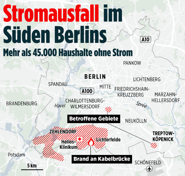 Stromausfall im Südwesten Berlins: 45.000 Haushalte ohne Strom und Heizung – Reparatur dauert bis Donnerstag